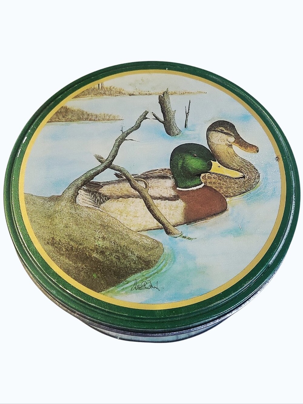 Vintage Mallard Duck Woodland Storage Round Tin